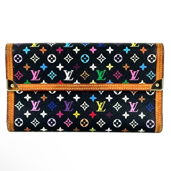 LOUIS VUITTON Black Murakami Trifold Full Length Wallet w/ LV Dust Bag & LV Box - Picture 16 of 16